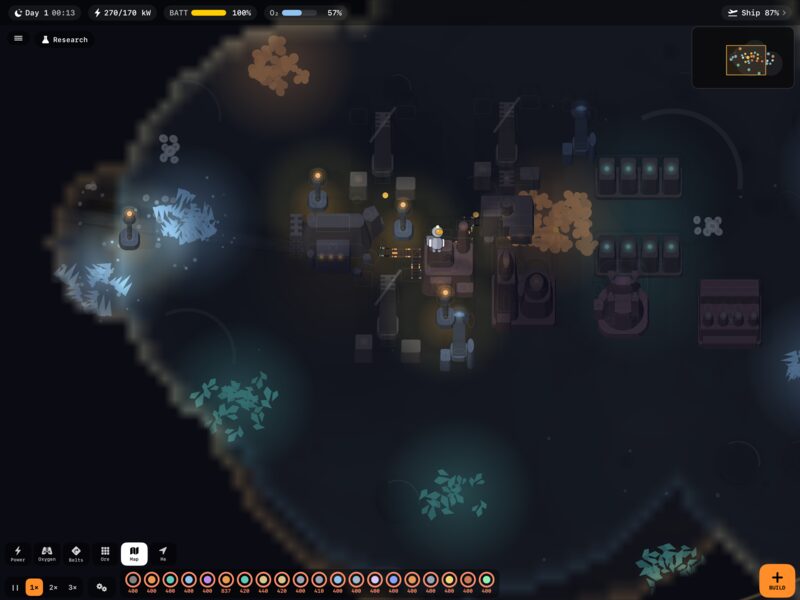 The base at night, lit by base lights against the dark