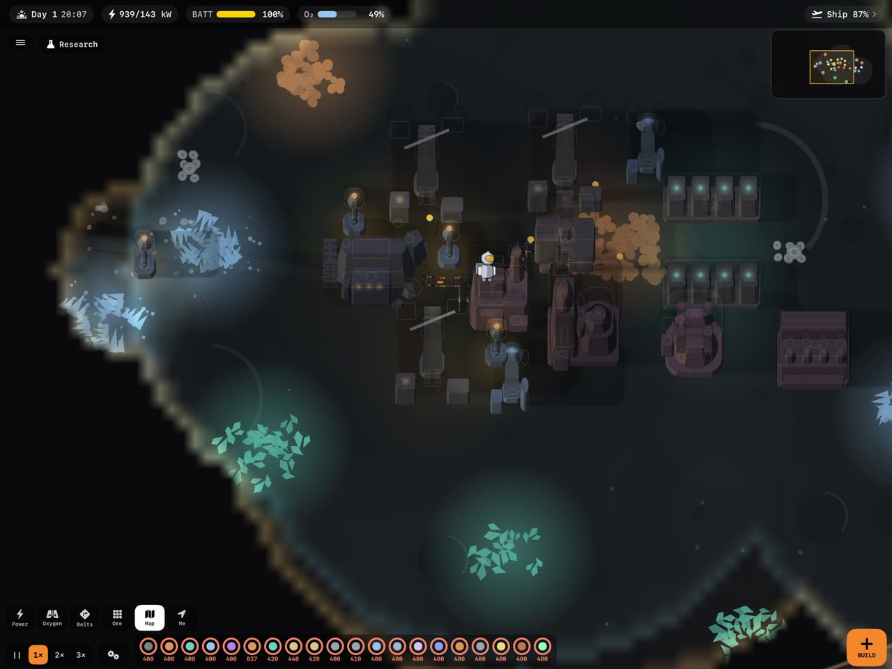 The same factory as dusk falls and the base lights come up